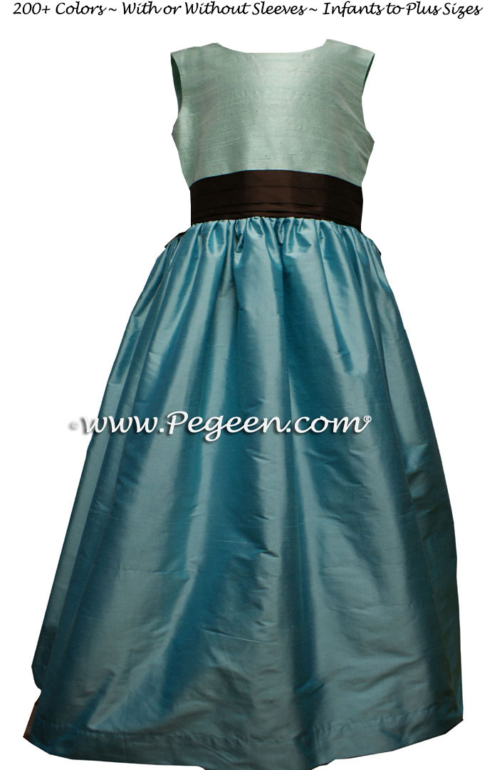 Tiffany Blue, Aqua and Semi-Sweet Flower Girl Dresses Pegeen Classic Style 398