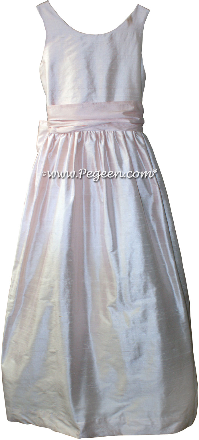 Baby Pink and Petal Pink Custom Silk flower girl dresses Style 388