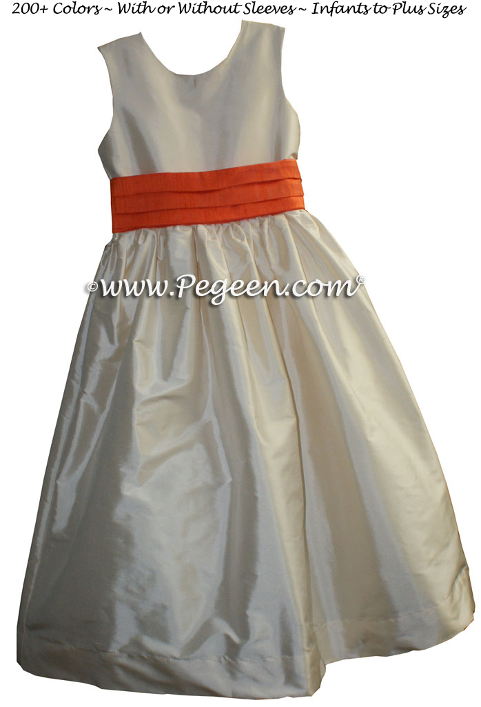 Flower Girl Dresses in Bisque and Orange -  Classic Style 398