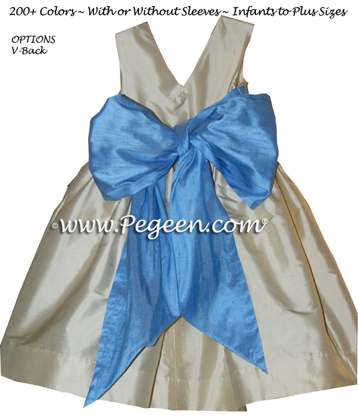 Buttercreme and SKY BLUE CUSTOM FLOWER GIRL DRESSES