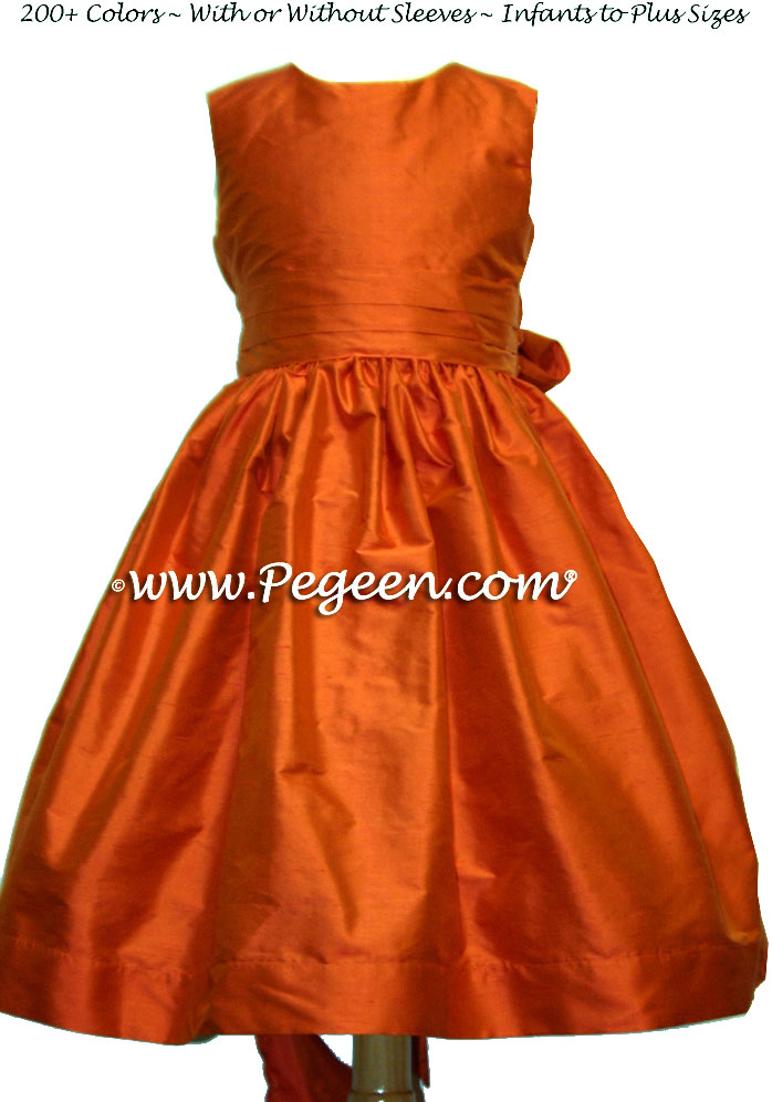 carrot orange and squash flower girl dresses