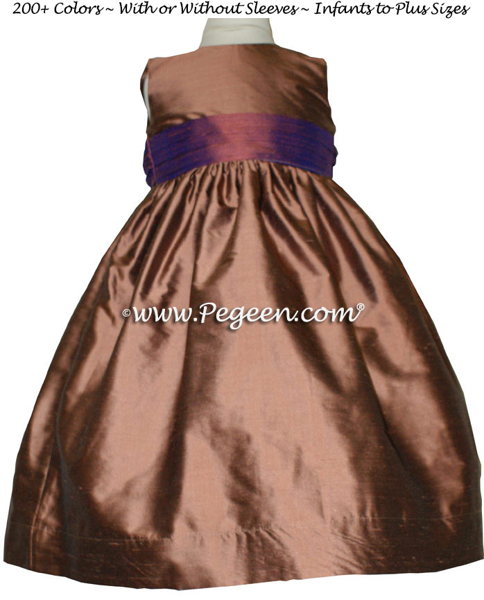 Silk Copper and Raisin Jim Hjelm matching flower girl dresses