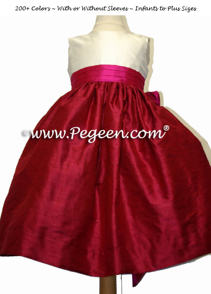 raspberry and mango flower girl dresses