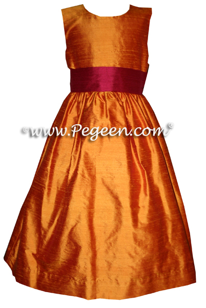 tangerine and chocolate brown flower girl dresses