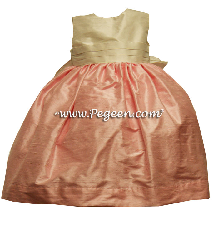 HIBISCUS PINK and SHELL PINK silk flower girl dresses