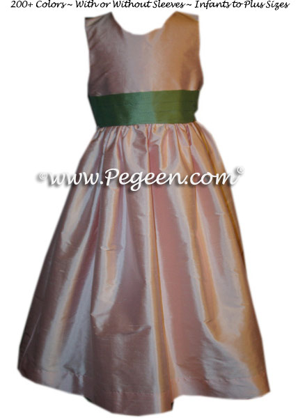 Martha Green and Petal Pink Flower Girl Dress Classic Style 398 | Pegeen