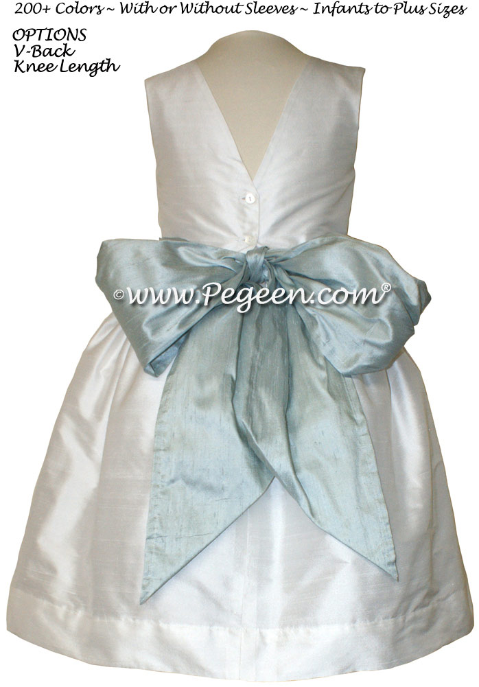 Ivory and Platinum Gray Flower Girl dress style 398 by Pegeen