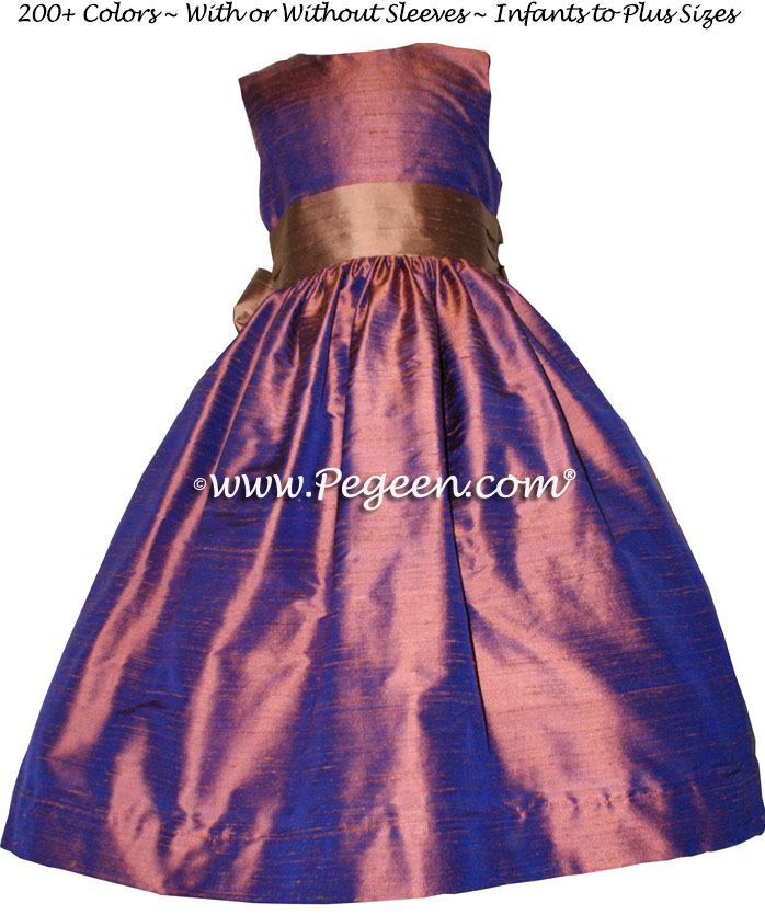 Silk Copper and Raisin Jim Hjelm matching flower girl dresses