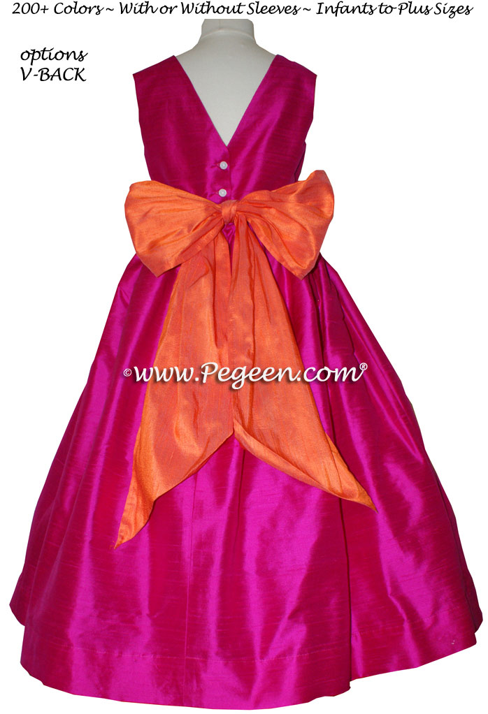 Raspberry and Orange Custom Flower Girl Dresses