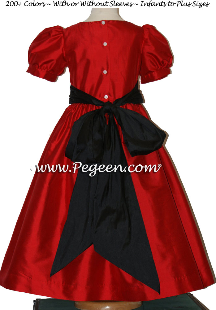 CHRISTMAS RED AND BLACK Orange CUSTOM FLOWER GIRL DRESSES