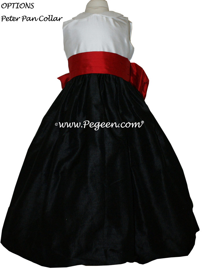 Christmas Red, Black and Ivory Flower Girl Dresses Style 345