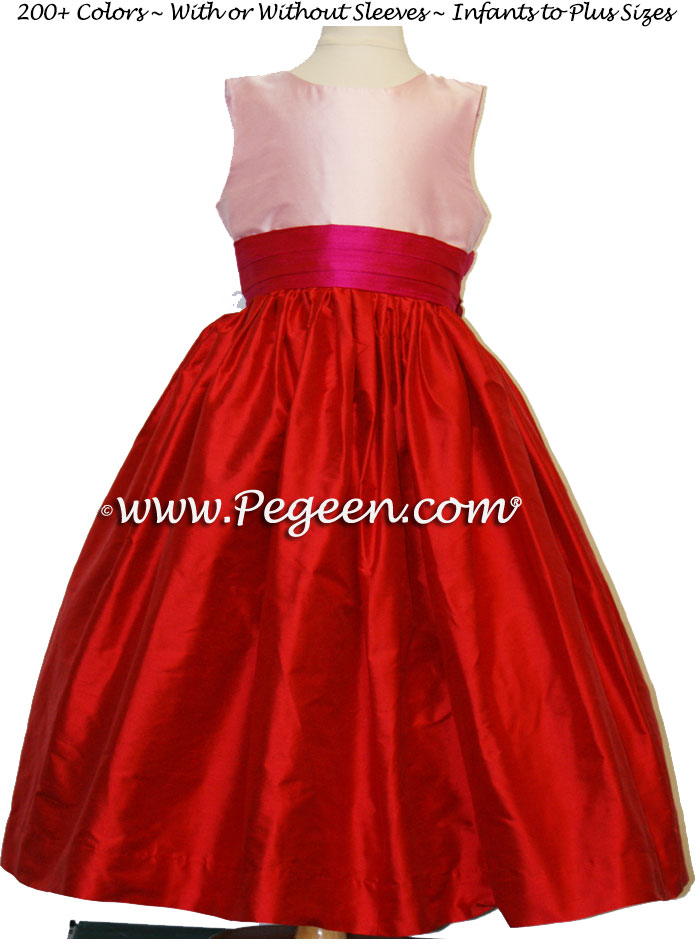 VALENTINES DAY OR HOLIDAY FLOWER GIRL DRESSES IN CHRISTMAS RED
