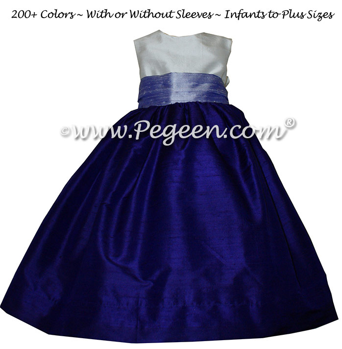 Lilac and Royal Purple SILK FLOWER GIRL DRESSES