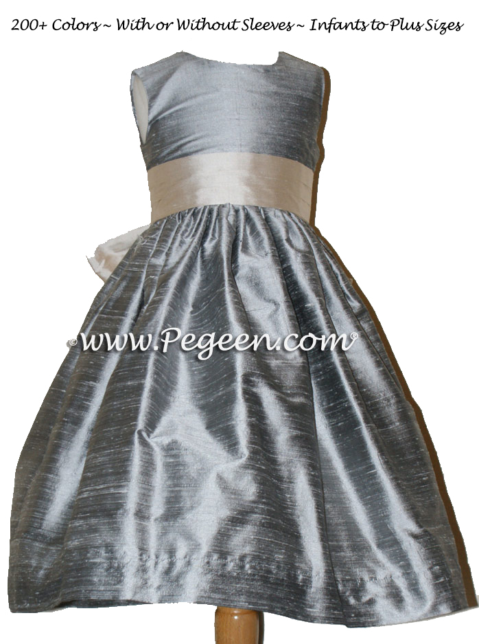 Silver Gray and Platinum flower girl dresses