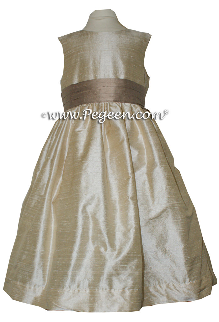 Toffee (light creme) and Antigua Taupe flower girl dresses