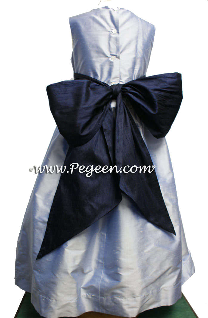 Wisteria and Navy flower girl dresses