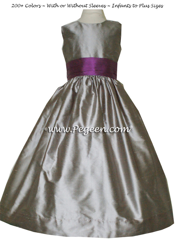 WOLF GRAY AND THISTLE (PURPLE) silk flower girl dresses