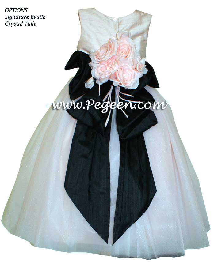 Flower girl dress Black and Ballet Pink silk and tulle ballerina style | Pegeen