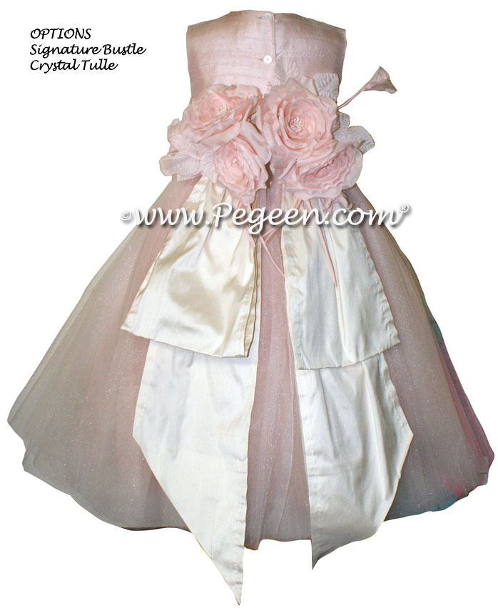Ballet Pink and Bisque (creme) ballerina style FLOWER GIRL DRESSES with layers and layers of tulle