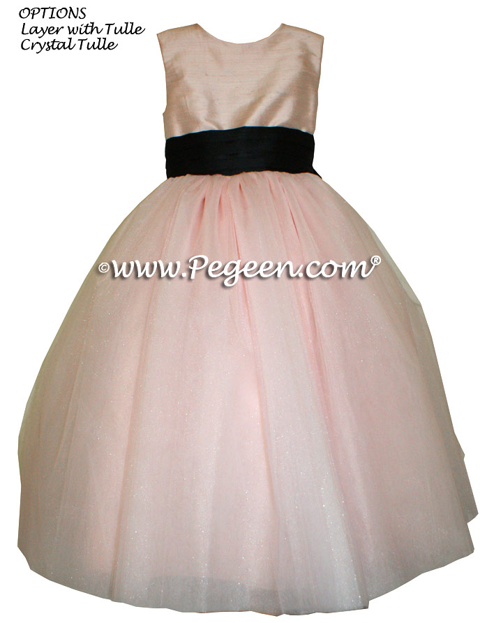 Ballet Pink and Black ballerina style FLOWER GIRL DRESSES with layers and layers of tulle