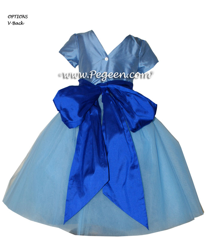  Flower Girl Dresses with layers of tulle in Sapphire and Blue Moon | Pegeen