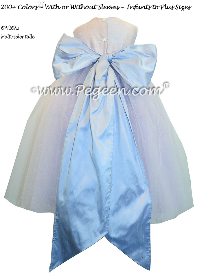 Wisteria and Orchid ballerina style Flower Girl Dress with Multiple layers of tulle