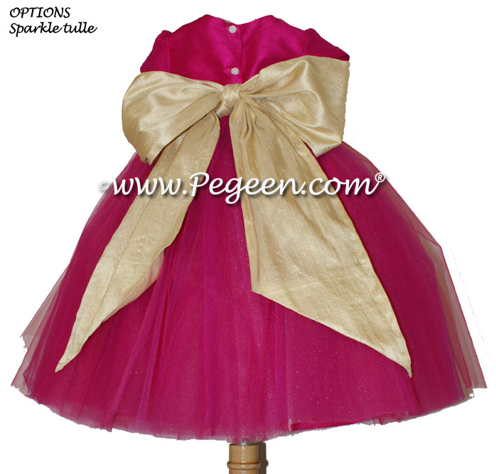 Raspberry and Spun Gold tulle ballerina FLOWER GIRL DRESSES - Degas style