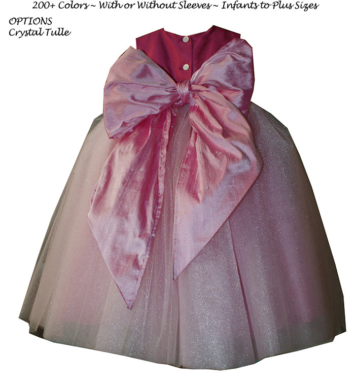 Rose pink and lipstick ballerina style FLOWER GIRL DRESSES with layers and layers of tulle