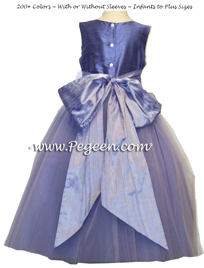Pegeen's violet and lilac Tulle FLOWER GIRL DRESSES with 10 layers of tulle