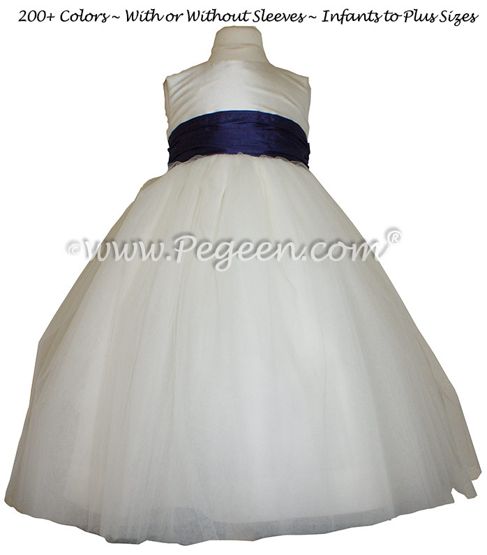 Tulle in Antique White Tulle ballerina style FLOWER GIRL DRESSES with layers and layers of tulle