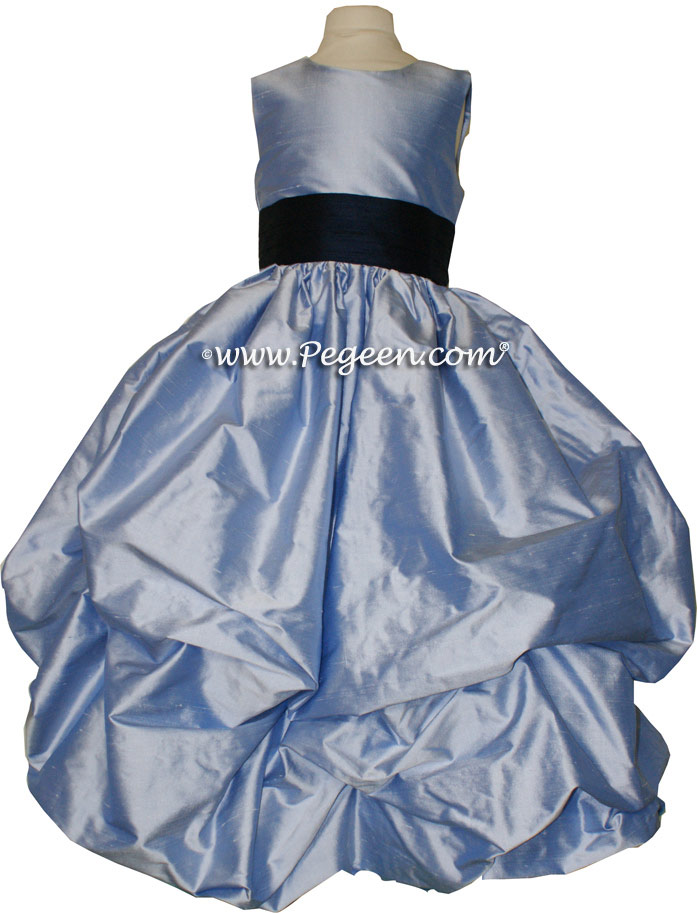 WISTERIA AND NAVY BLUE FLOWER GIRL PUDDLE DRESS Style 403