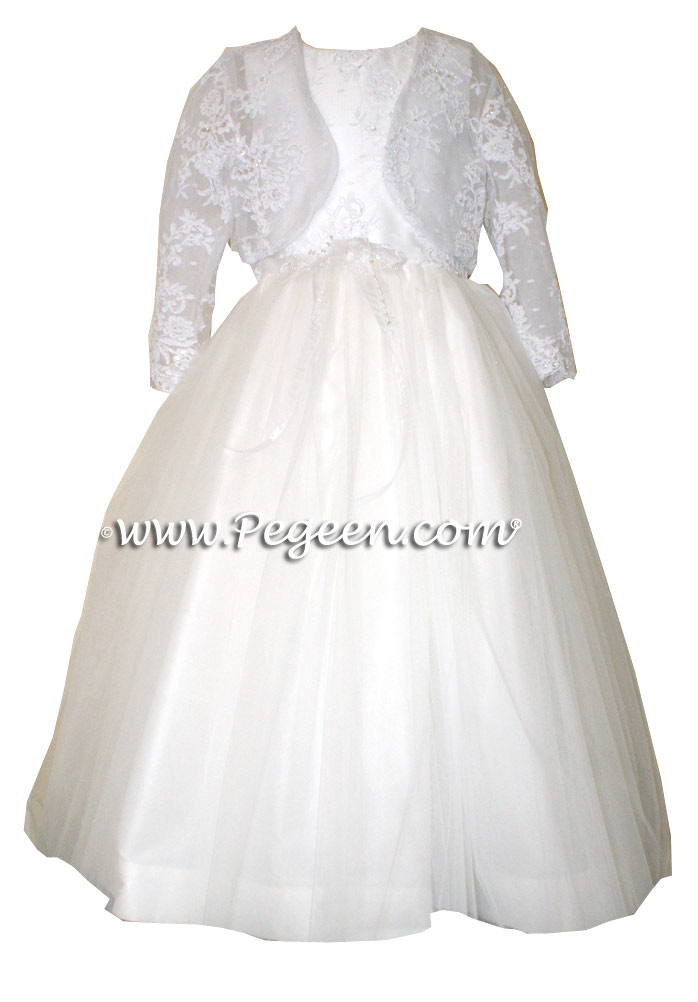 ALONCON LACE CUSTOM FLOWER FIRST COMMUNION DRESS WITH TULLE