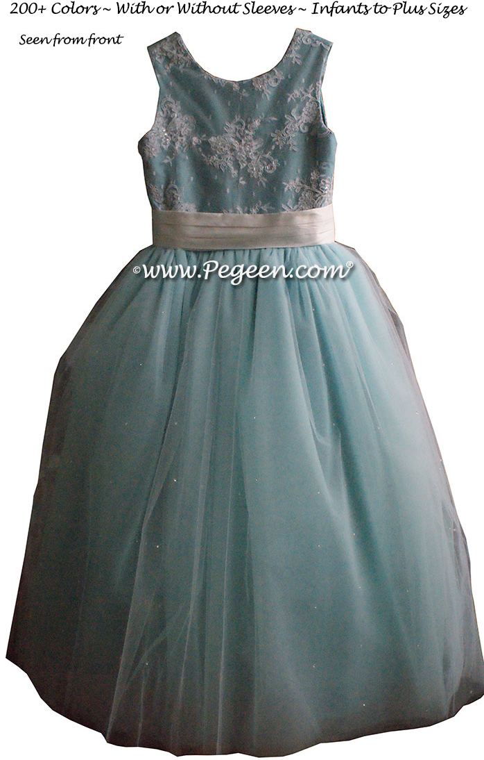 Tiffany Blue ballerina style Flower Girl Dresses with layers and layers of tulle