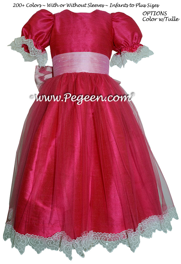 Clara Party Dress for Nutcracker Ballet in Raspberry and Rose by Pegeen Style 703
