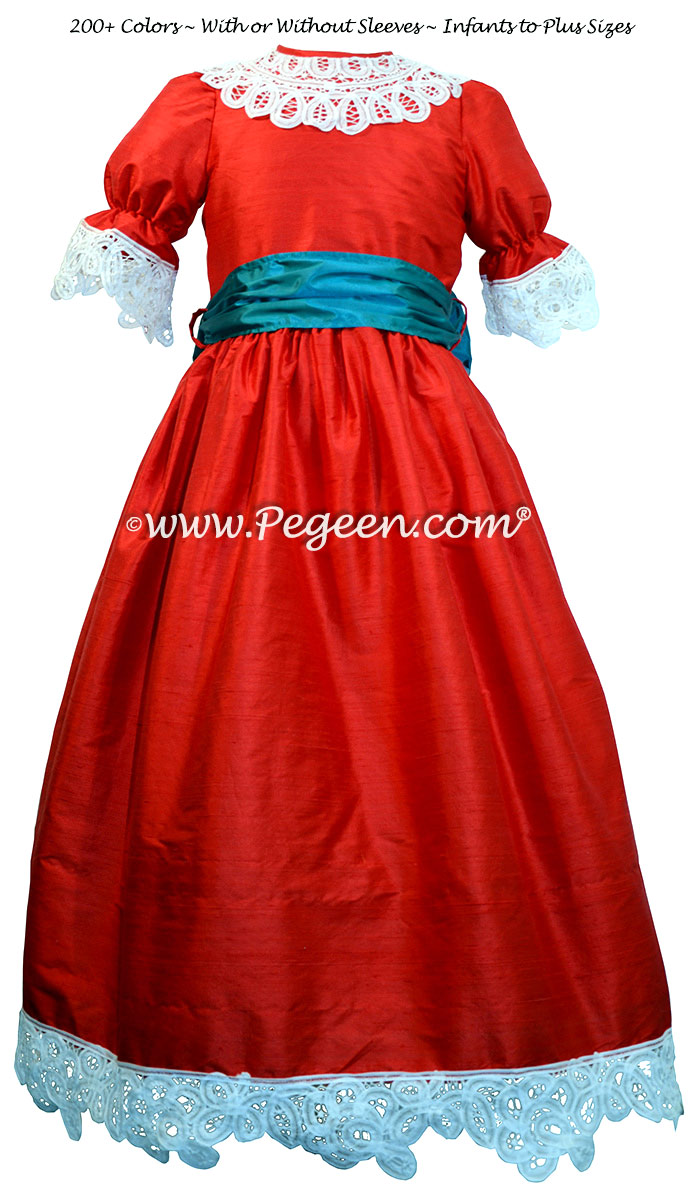Christmas Red and Baltic Sea Clara Nutcracker Party Scene Dress Style 708 by Pegeen