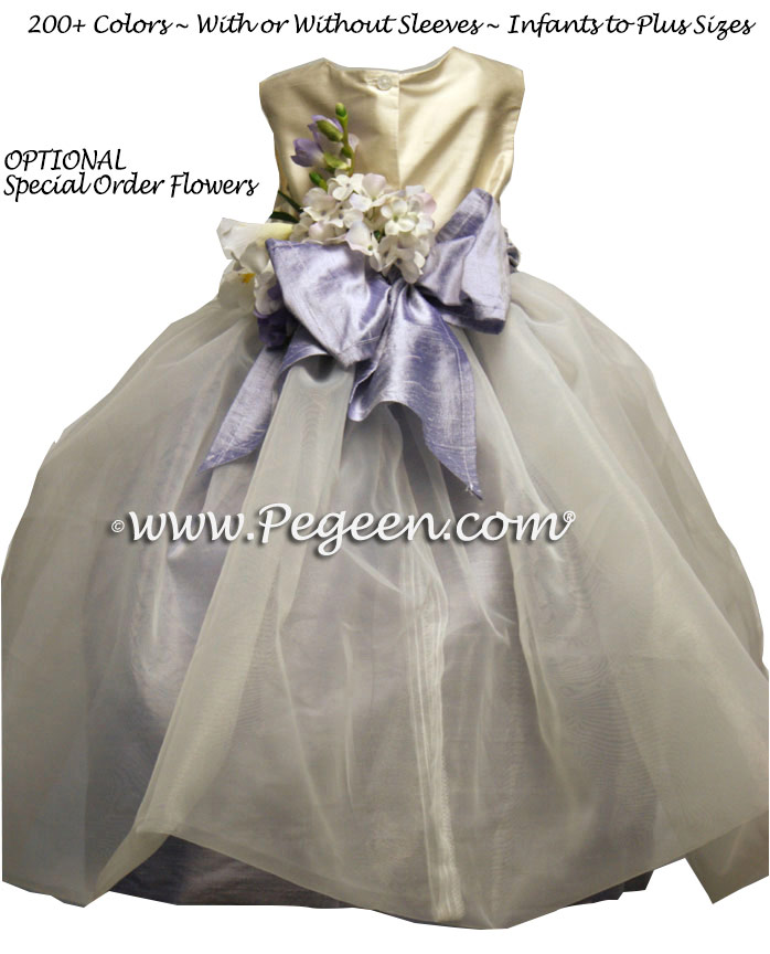 Lilac and New Ivory organza Infant Flower Girl Dresses