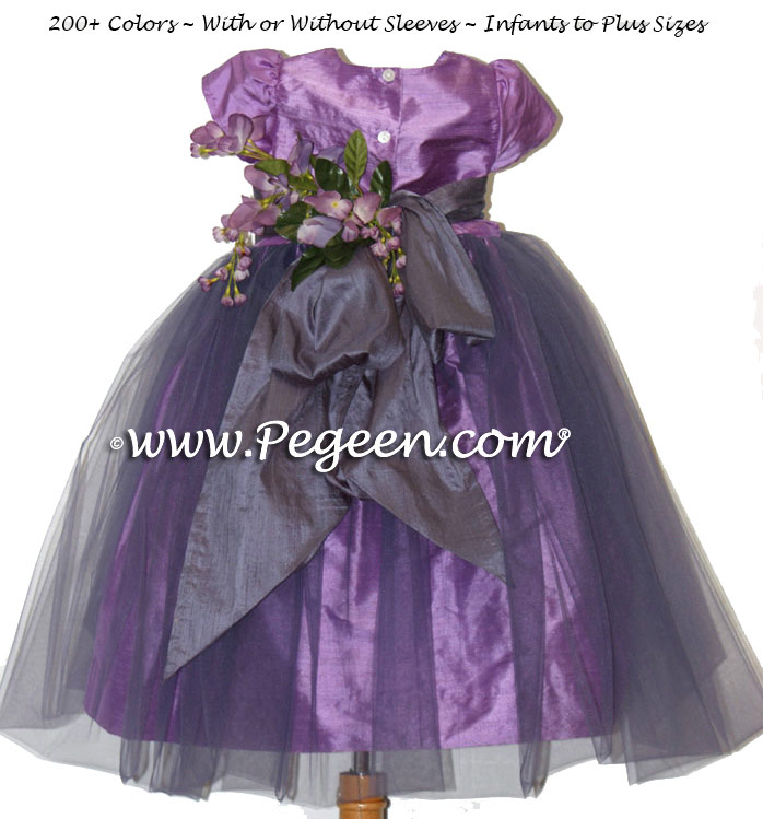 Thistle and Eurolilac with amethyst tulle Infant flower girl dress