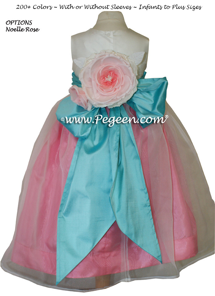 Gumdrop pink and Tiffany blue Infant flower girl dress