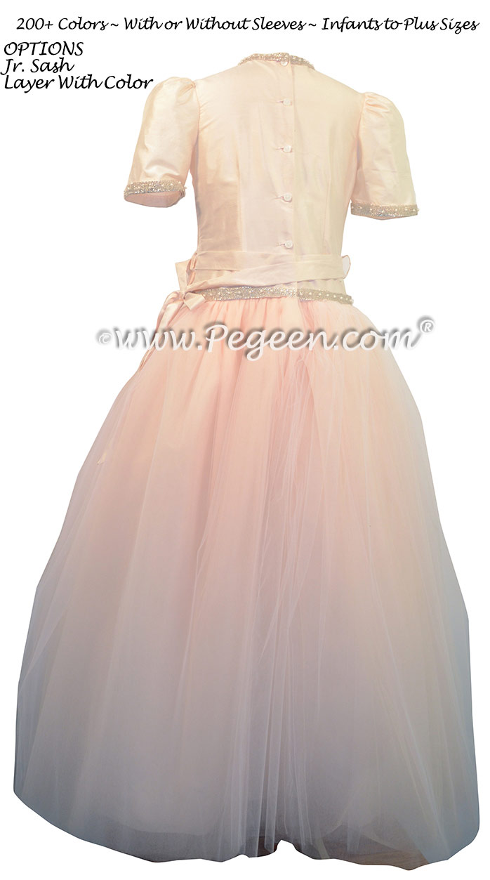  Custom Tulle Jr. Bridesmaids Dress Champagne Pink and Champagne | Pegeen