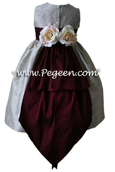 Burgundy and Toffee Custom Flower Girl Dresses Style 383