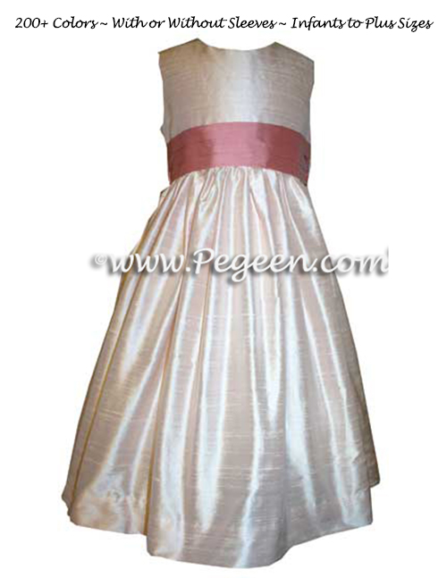 Ballet Pink and Woodrose Custom Silk Flower Girl Dresses
