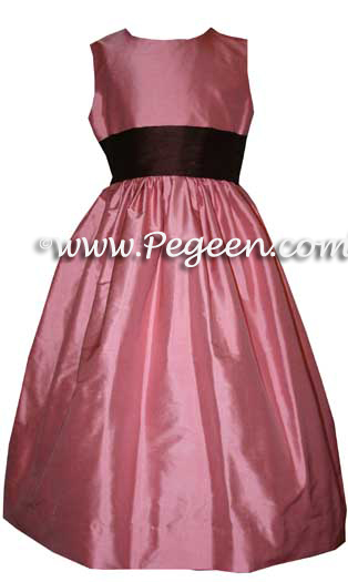 WOOD ROSE PINK CUSTOM FLOWER GIRL DRESSES 