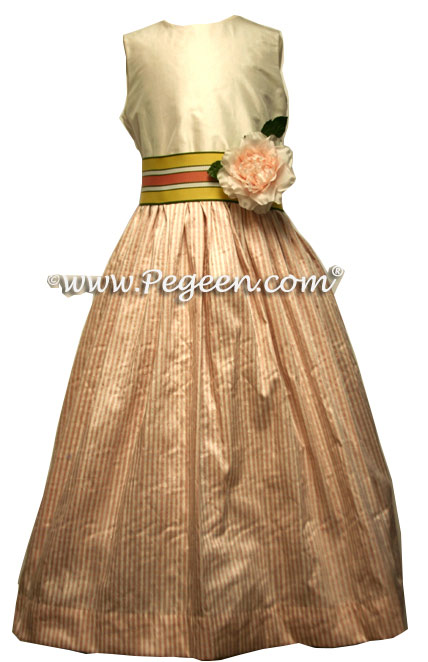 Custom flower girl dresses in pink silk gingham