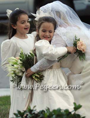Flower Girl Dresses in Ivory and Champagne Style 398 with Long Sleeves