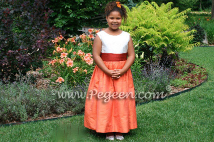 Flower Girl Dresses in Orange, Cranberry & Mango