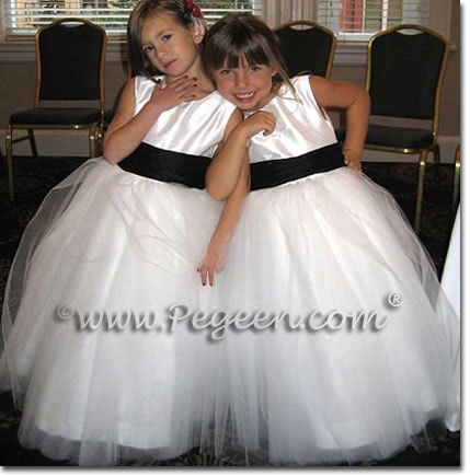 Pegeen Couture Flower Girl Dress Style 402 in Antique white and black tulle flower girl dresses