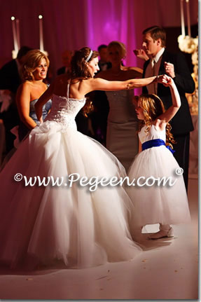 Tulle Flower Girl Dresses in sapphire blue and white - Pegeen Couture Style 402