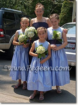Wisteria and Navy flower girl dresses