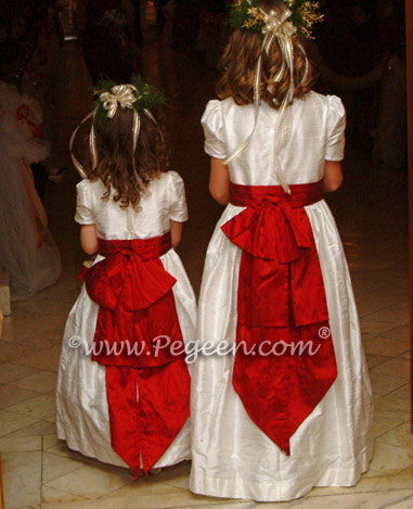 red holiday christmas flower girl dresses