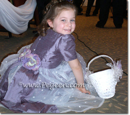 Silk and Sequinned Organza Silk Flower Girl Dresses Euro Lilac